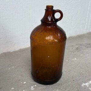 Mid-century Amber glass Clorox half gallon bottle